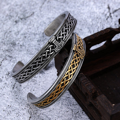 Bracelets manchettes Viking Rune en acier inoxydable