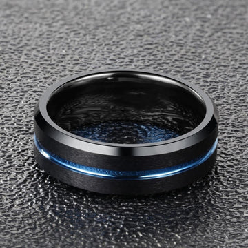 Men's Fashion Simple Flat Black Tungsten Steel Ring