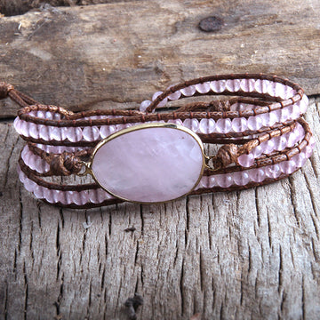 Natural Oval Stone Braided Bracelet