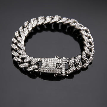 Bracelet cubain en diamant, chaîne à maillons cubains, bijoux hip hop