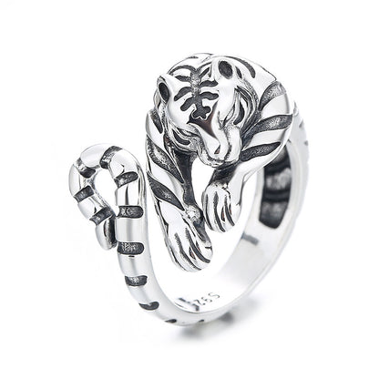 Vintage Tiger Shape Adjustable Silver Ring