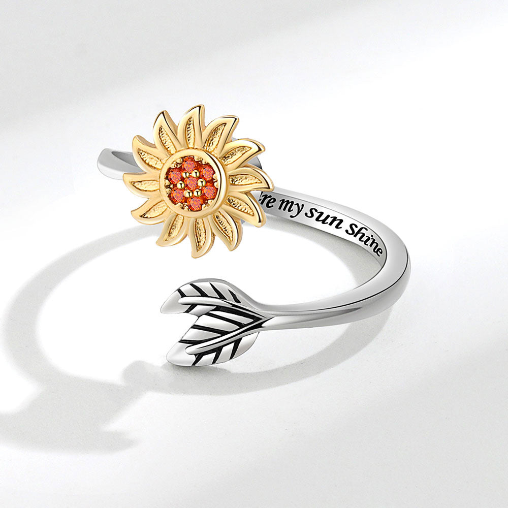 Fashion Adjustable Sunflower Rotating Ring