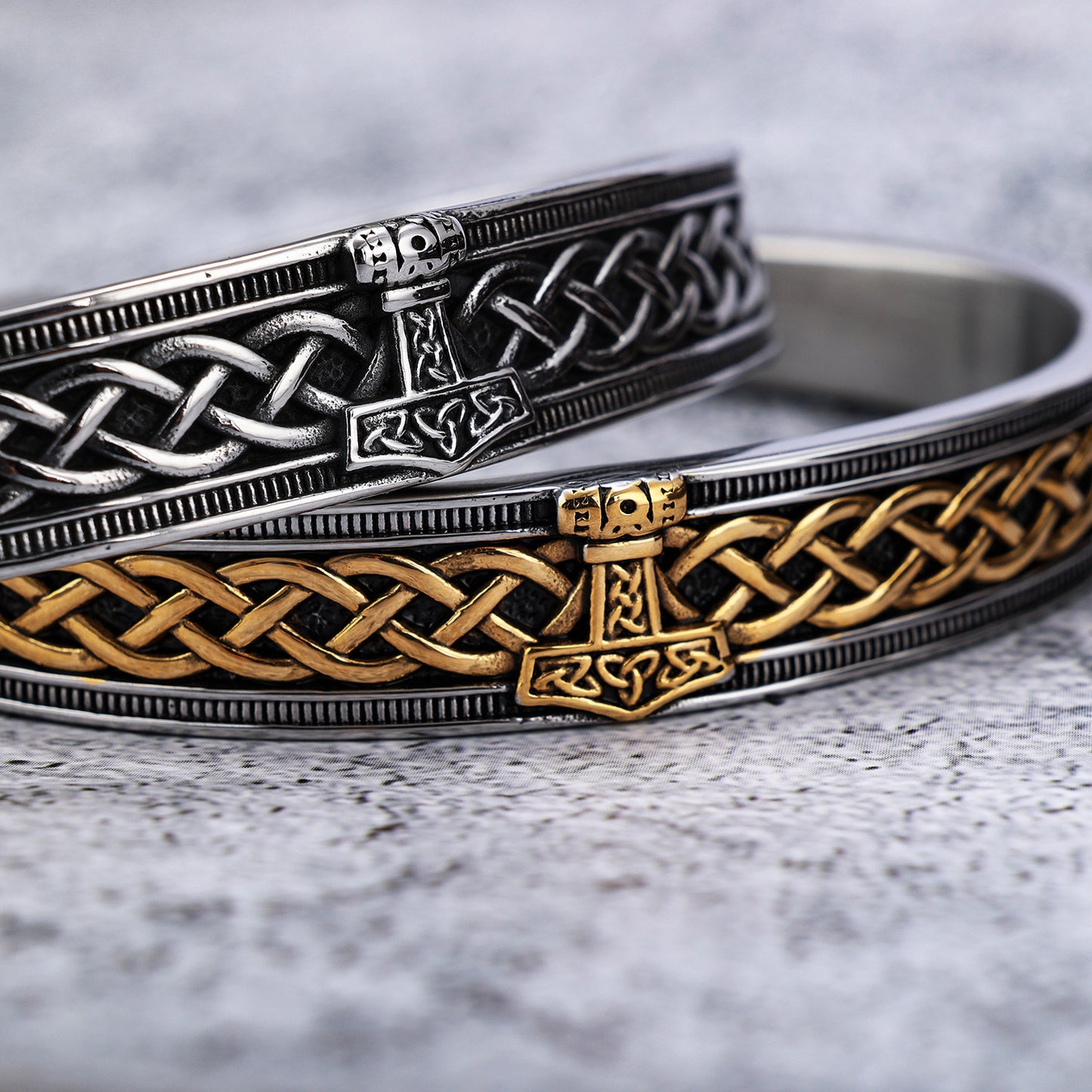 Bracelets manchettes Viking Rune en acier inoxydable