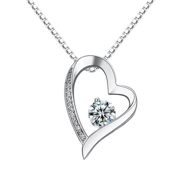 Forever Love Heart Pendant Necklace in Silver