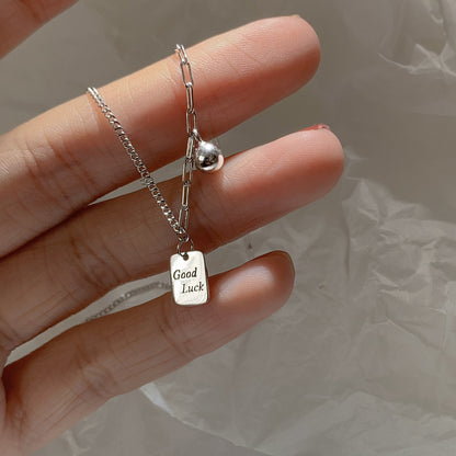 "Good Luck" Square Pendant Necklace