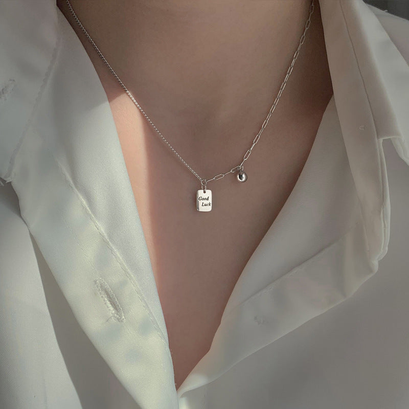 "Good Luck" Square Pendant Necklace