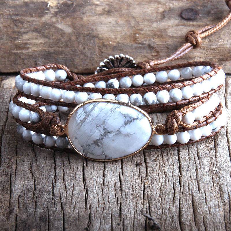 Natural Oval Stone Braided Bracelet