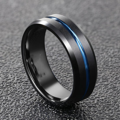 Men's Fashion Simple Flat Black Tungsten Steel Ring