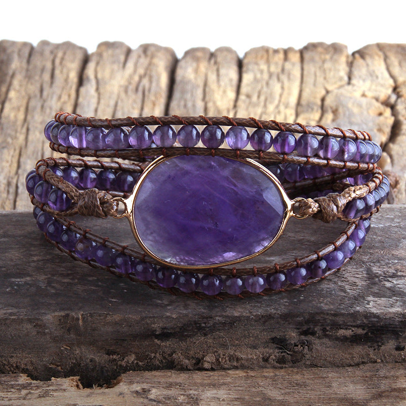 Natural Oval Stone Braided Bracelet