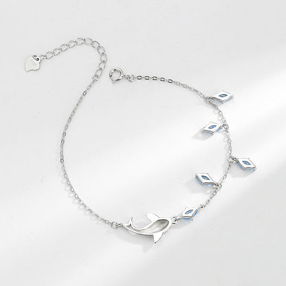 Sterling Silver Dolphin Love Bracelet