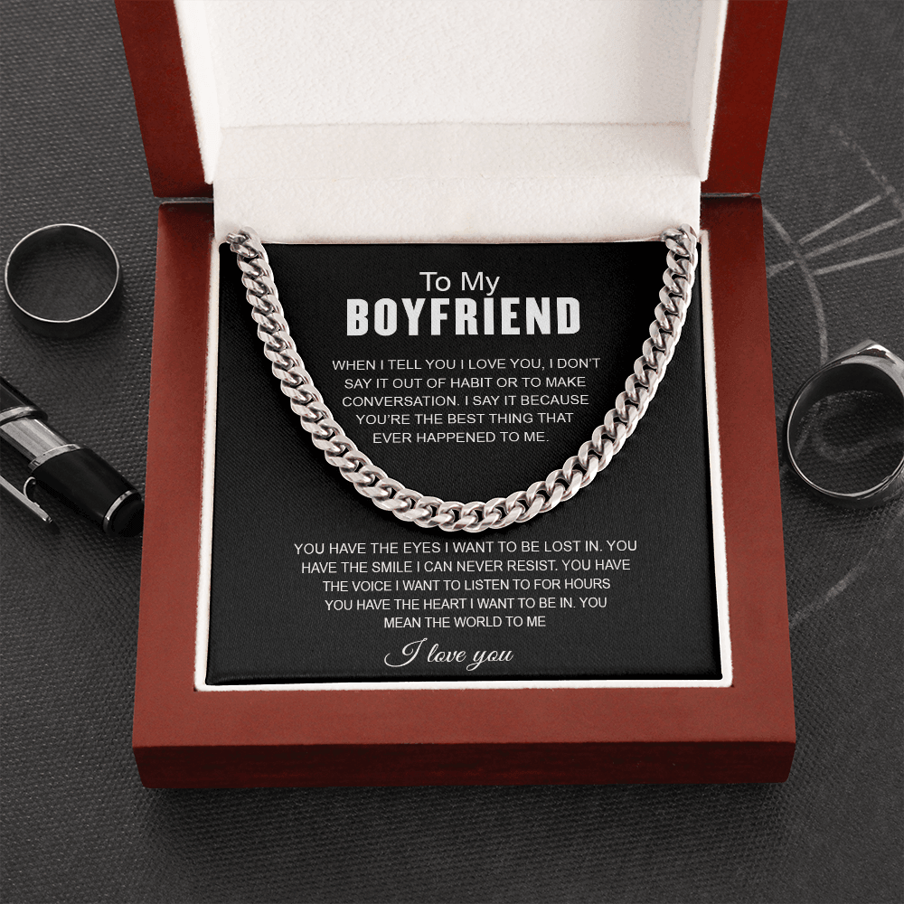 Personalized love necklace For  My Boyfriend-You mean THE WORLD to ME - Record My Love